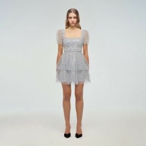 Self-Portrait sequin-embellished tiered mini dress US8
